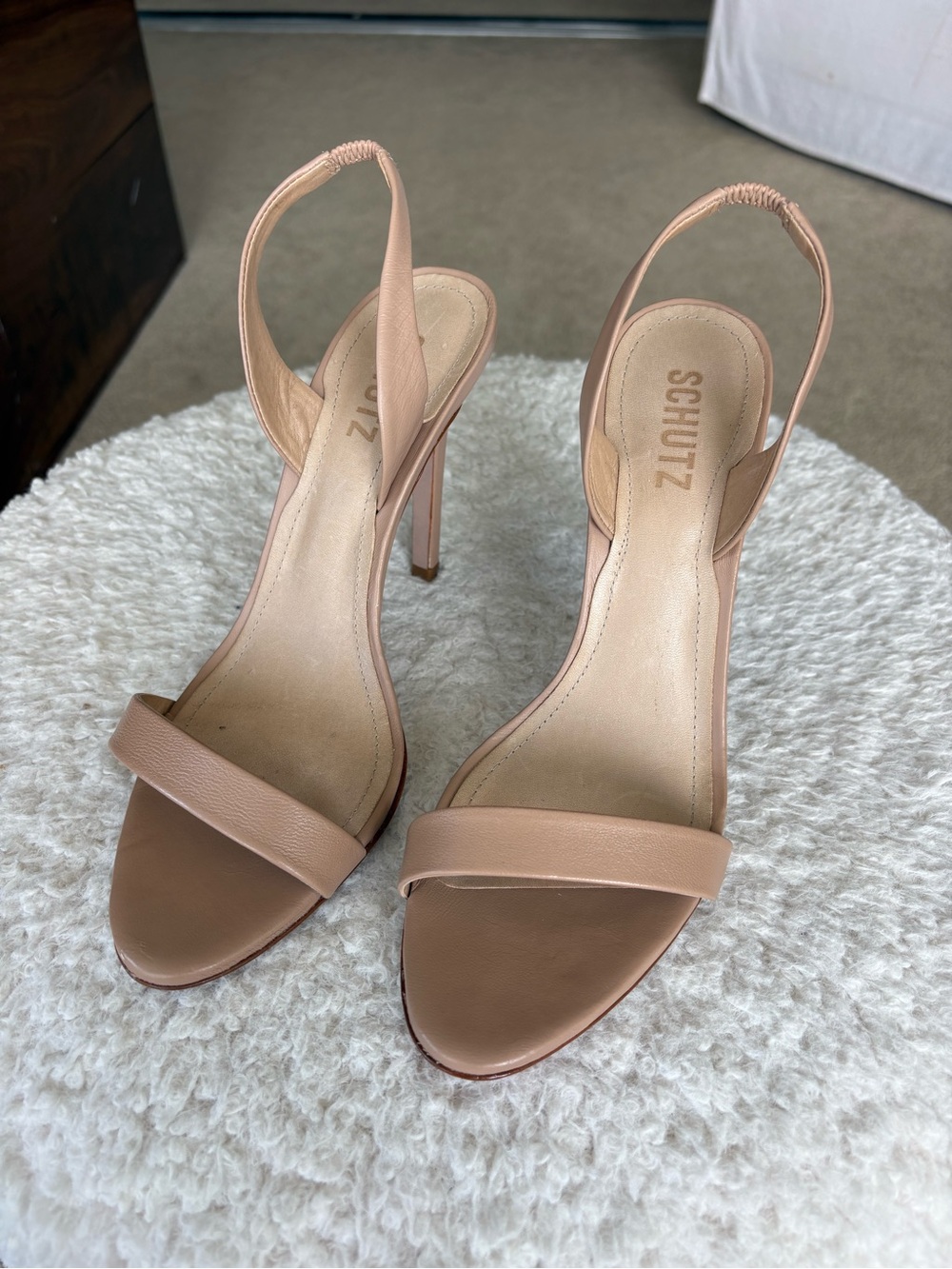 SCHUTZ Nude Blush Slingback Stiletto Heels